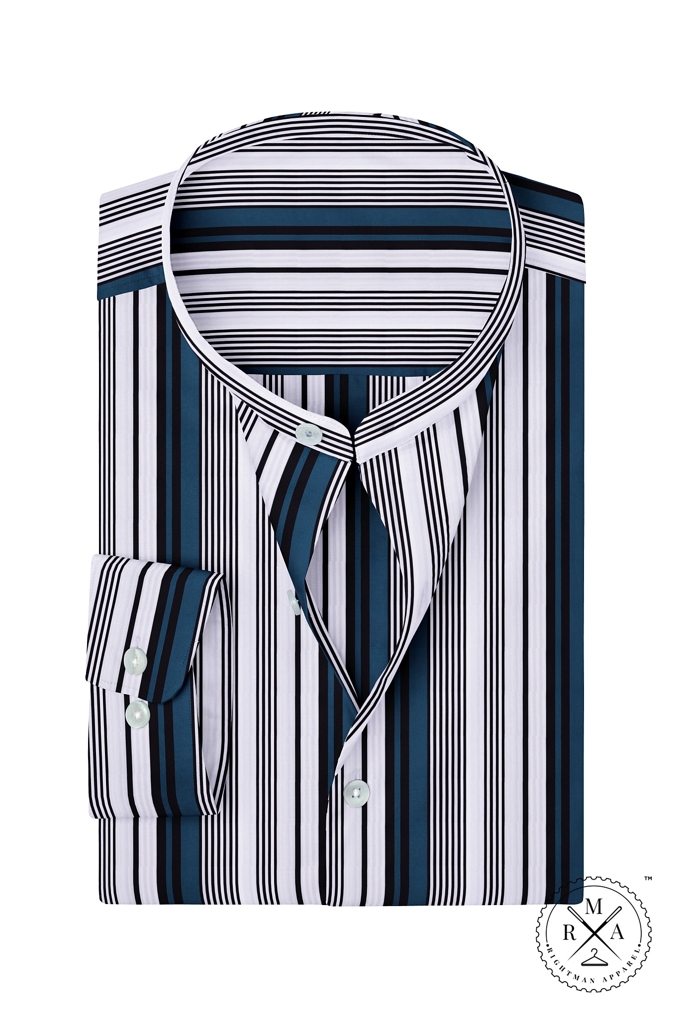 Blue and Black Banded Cotton Shirt SH251